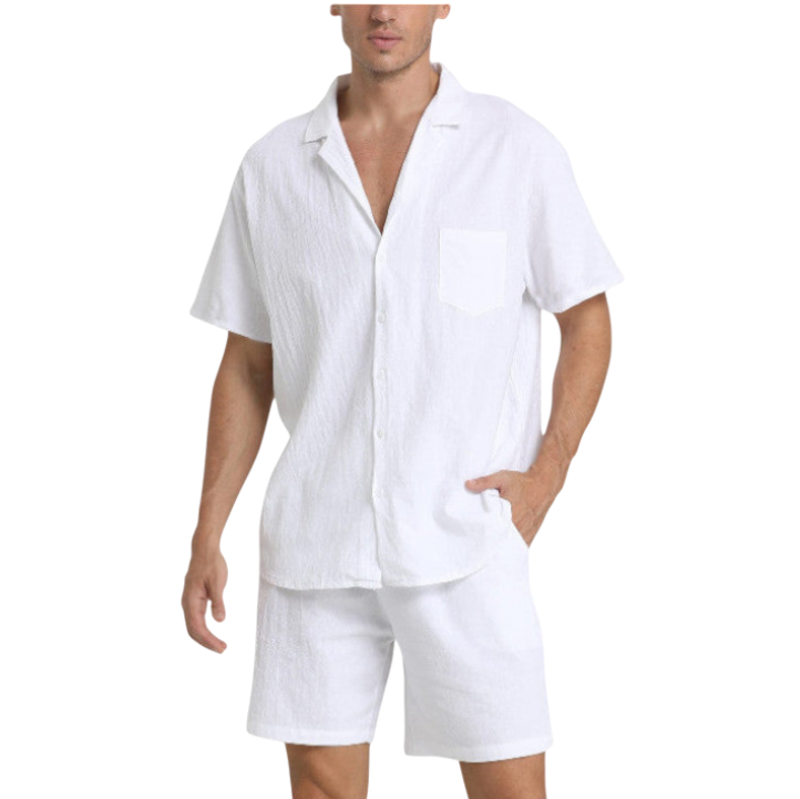Barry - Luxurious Men's Linen Shirt and Beach Shorts Set