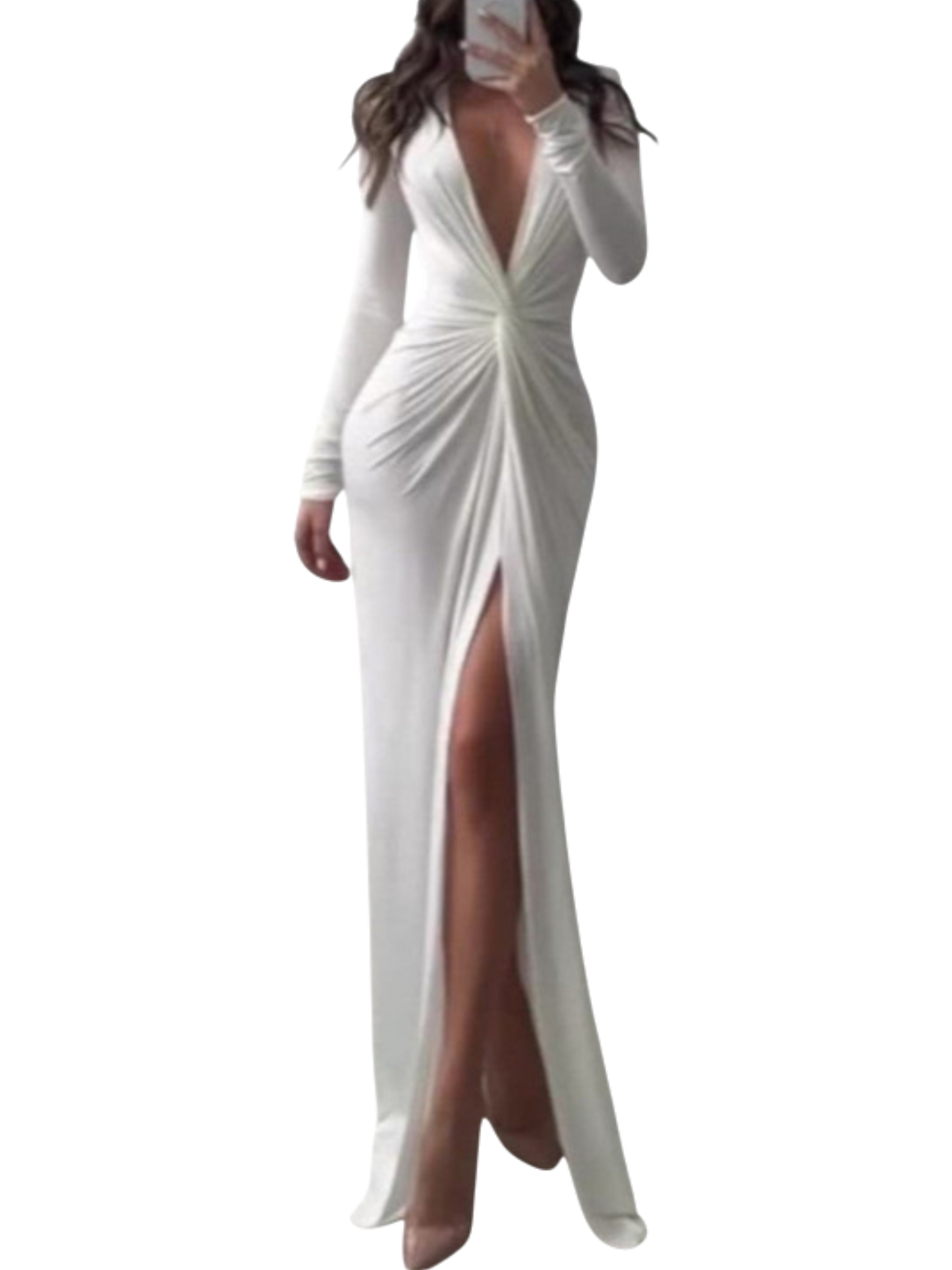 Liddy - Elegant Dress with V-neck and Pleated Neckline