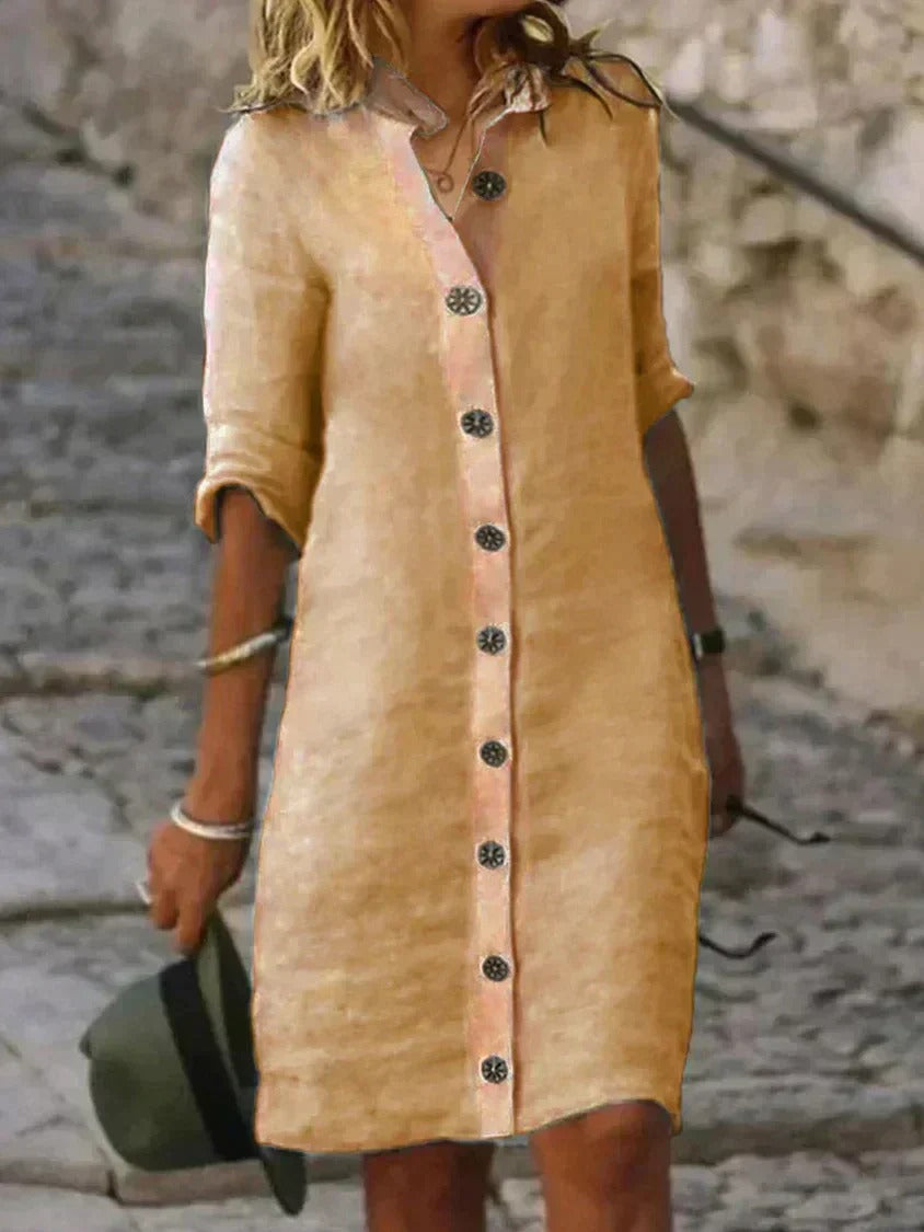 Margot - Lightweight Button Front Summer Dress With Pockets