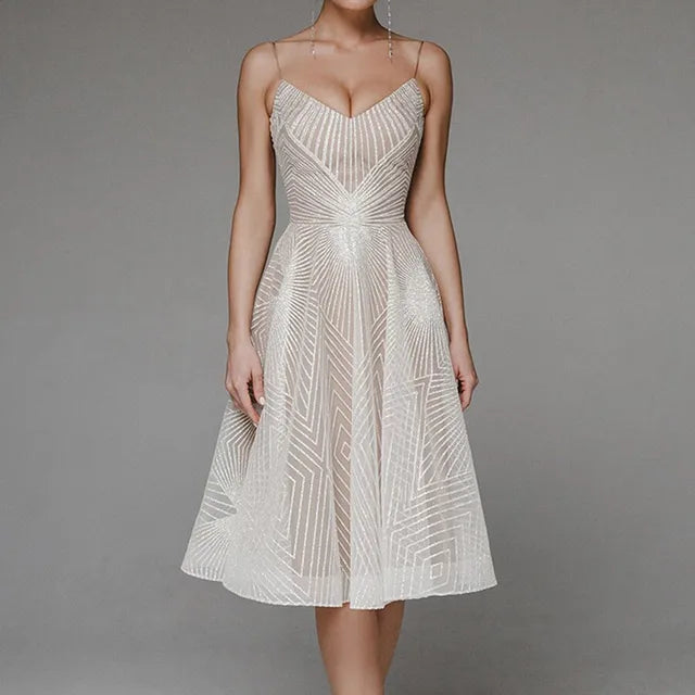 Alberta - Luxurious Women's Embroidered Soirée Dress with A-line Fit
