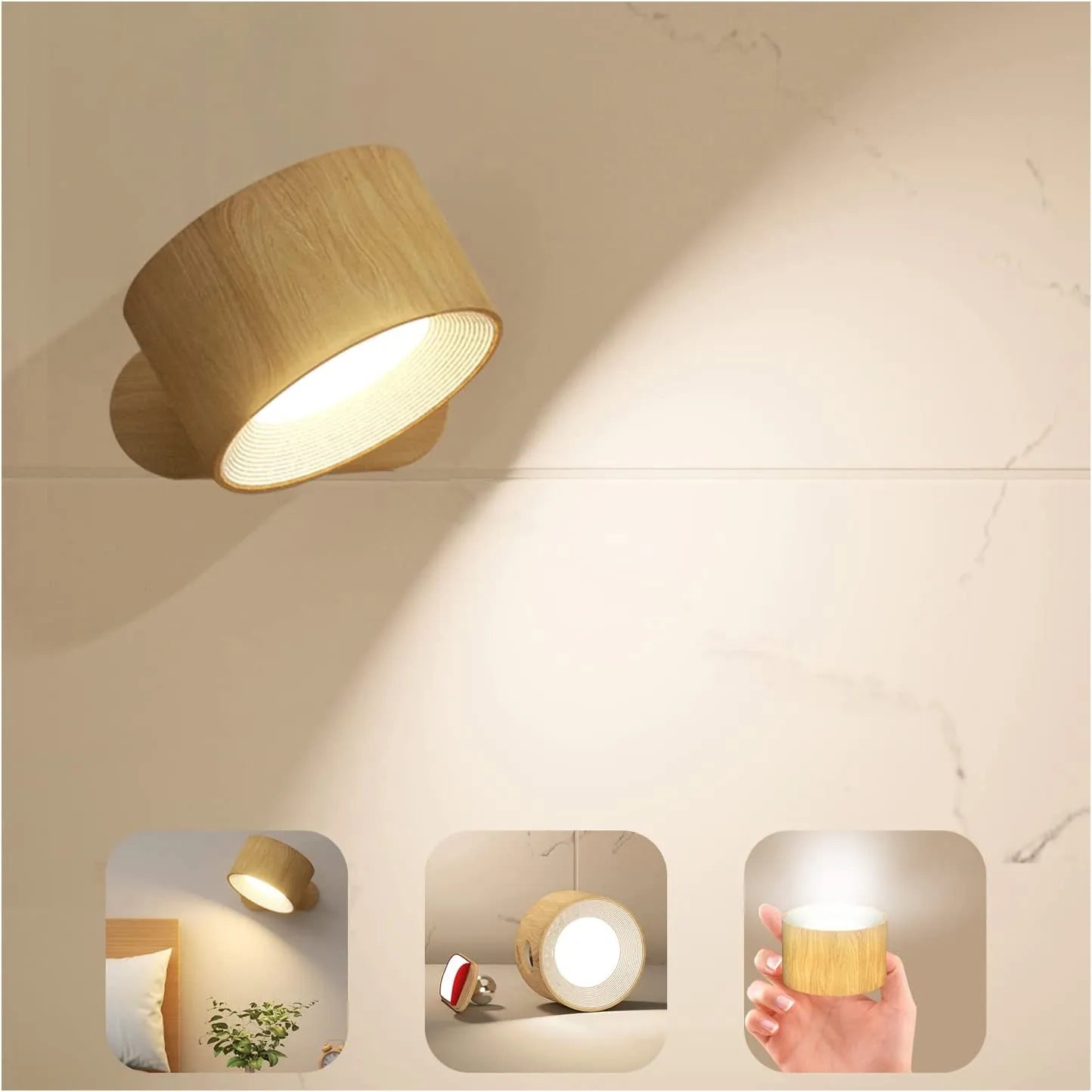 Beddora - 360 Degree Wireless Rechargeable Wall Lamp USB No Wiring