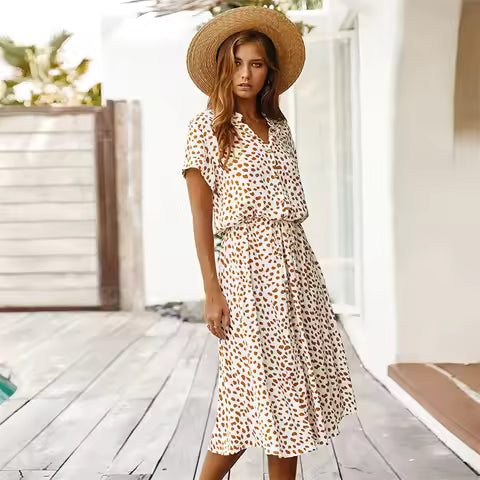Milana - Stylish Midi Summer Dress with Breathable Print