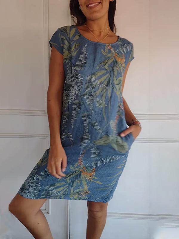 Nina - Elegant Women's Round-neck Dress in Luxurious Fabric