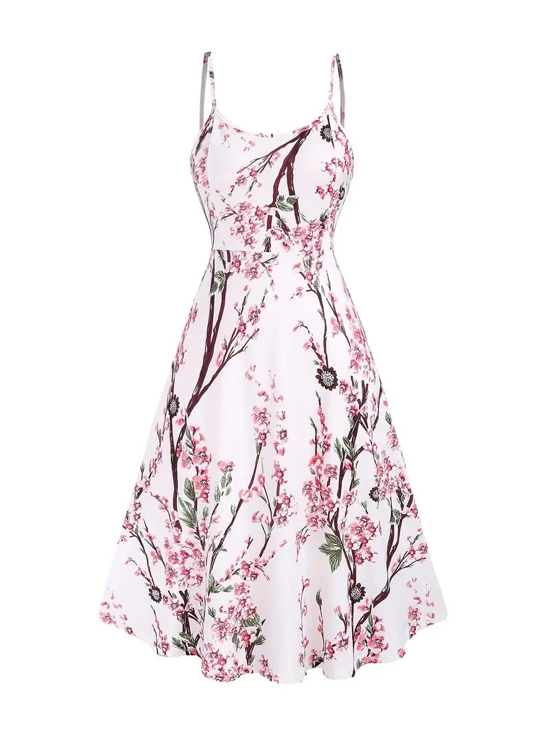Arabesque - Elegant Women's 2-Piece Dress with Floral Design and V-Neck
