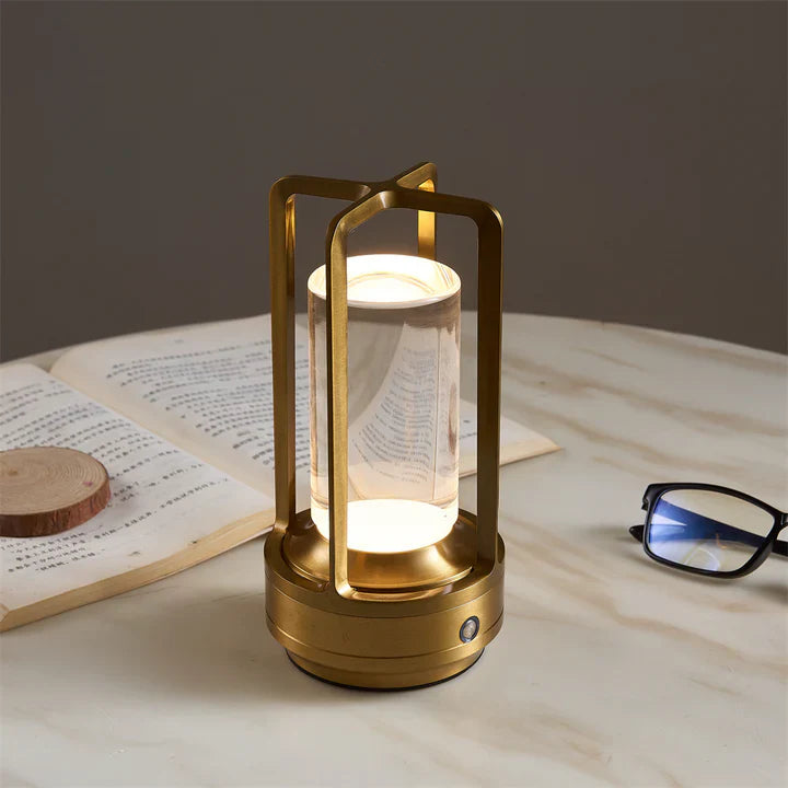 Illusora - Aurora Table Lamp With Brass Frame And Glass Shade