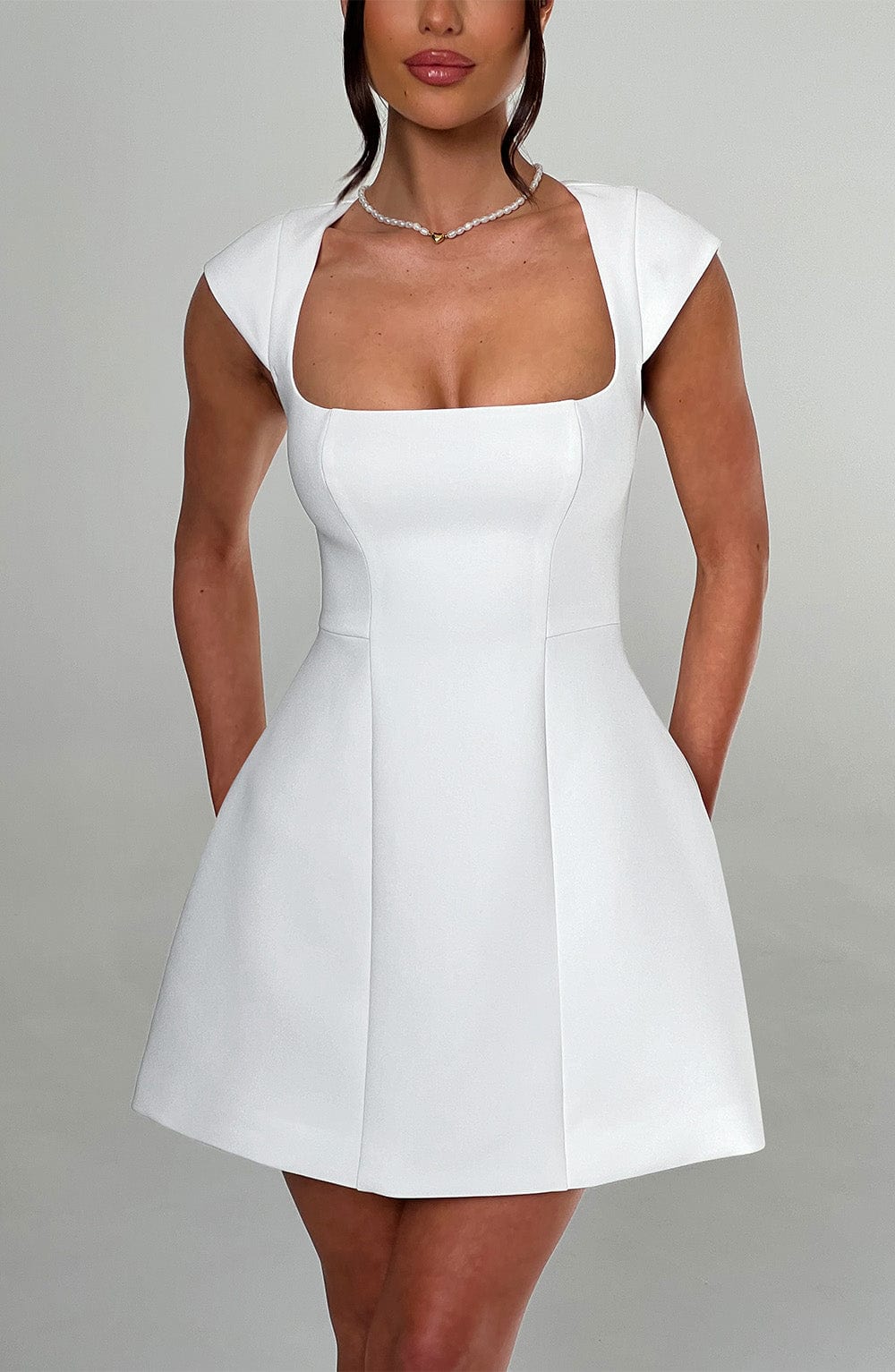 Mercy - Elegant Ivory Mini Dress with Flattering Fit