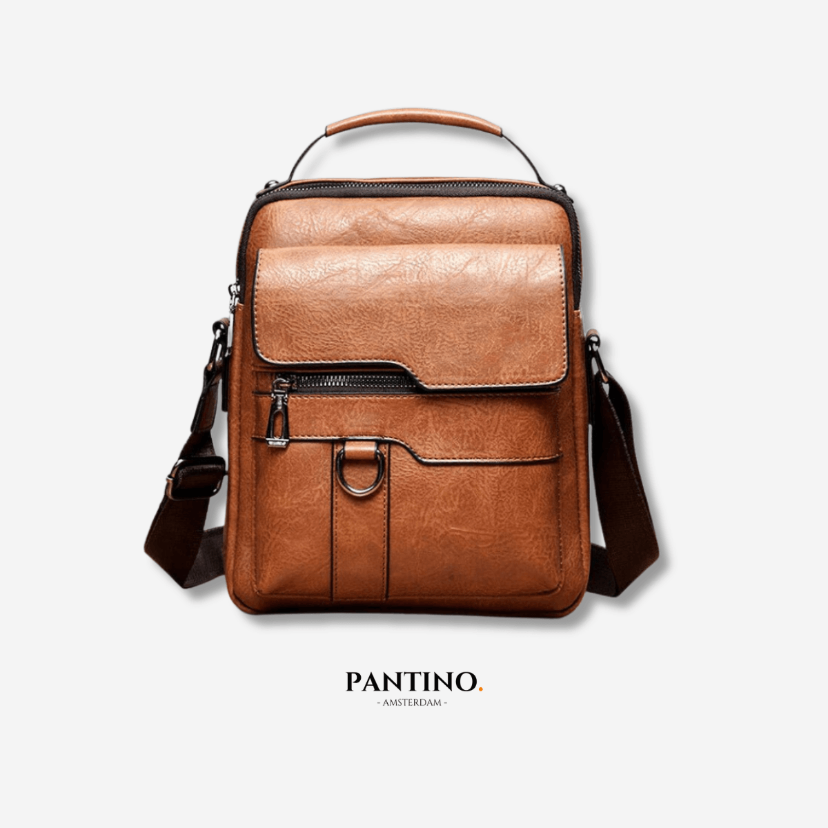 Frescovia - LuxeLeather Brown Leather Shoulder Bag With Front Pockets
