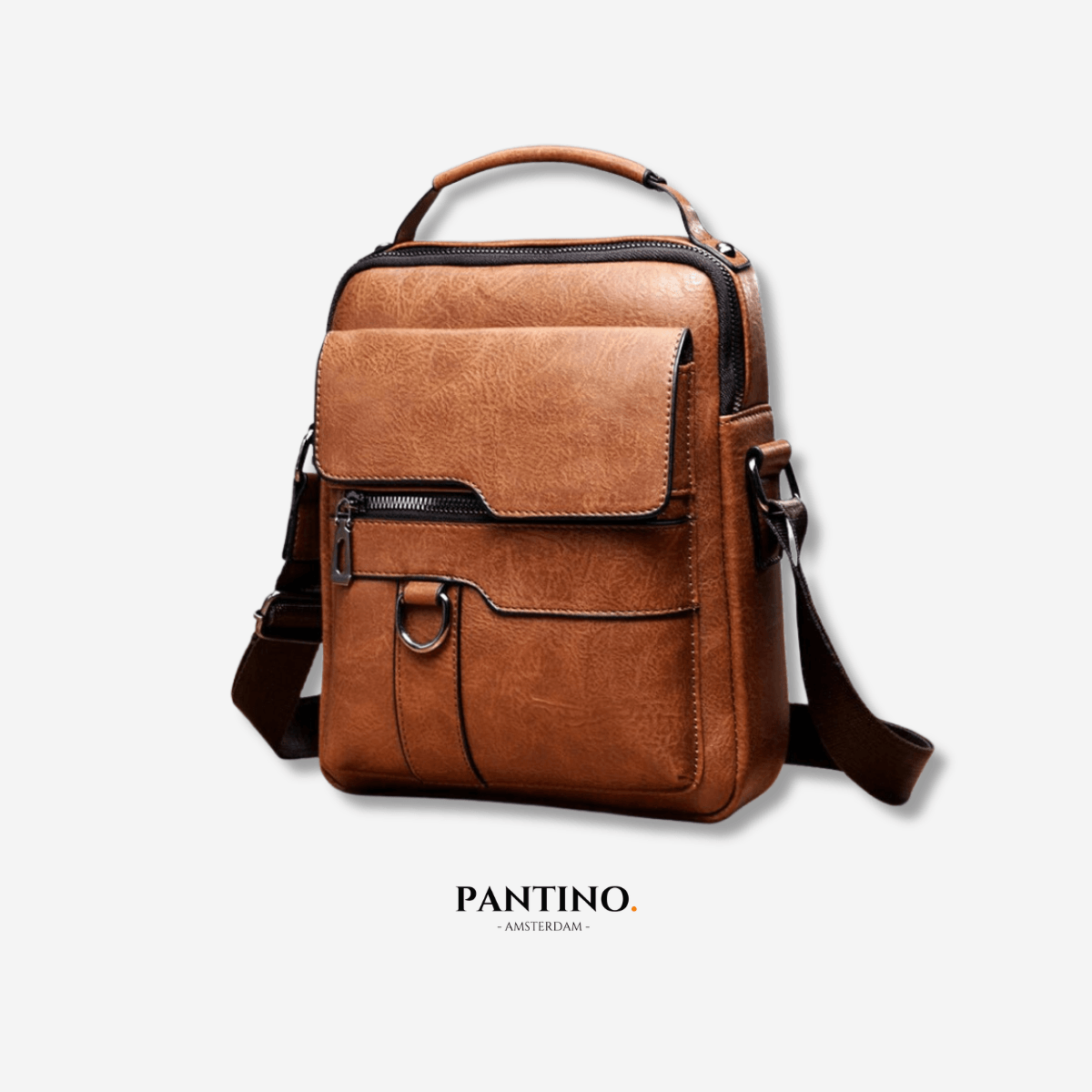 Frescovia - LuxeLeather Brown Leather Shoulder Bag With Front Pockets