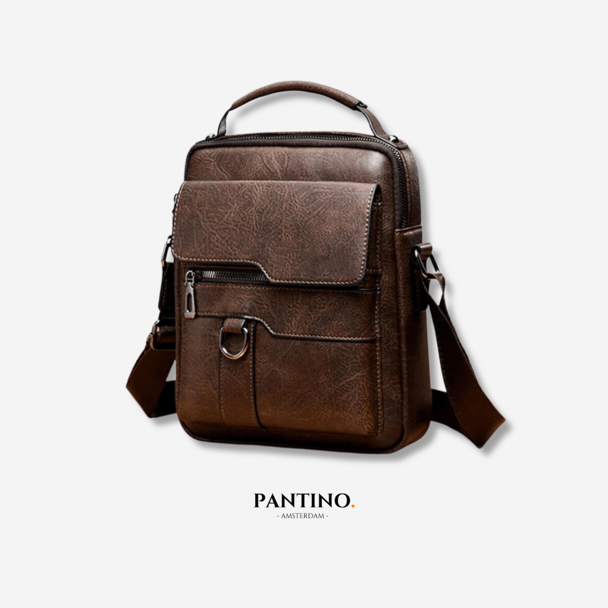 Frescovia - LuxeLeather Brown Leather Shoulder Bag With Front Pockets