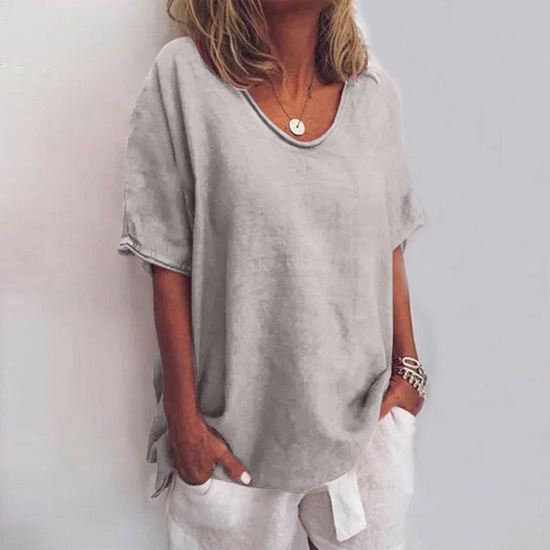Beatrice - Comfortable Loose Blouse for Women with V-neck and Short Sleeves