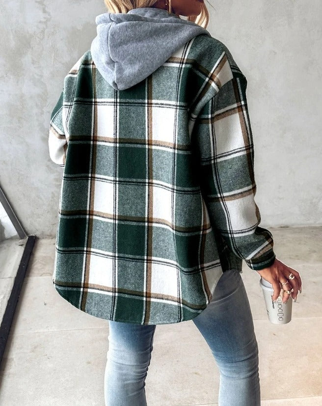 Ayla - Plaid Fall Jacket For Women With Hooded Lining