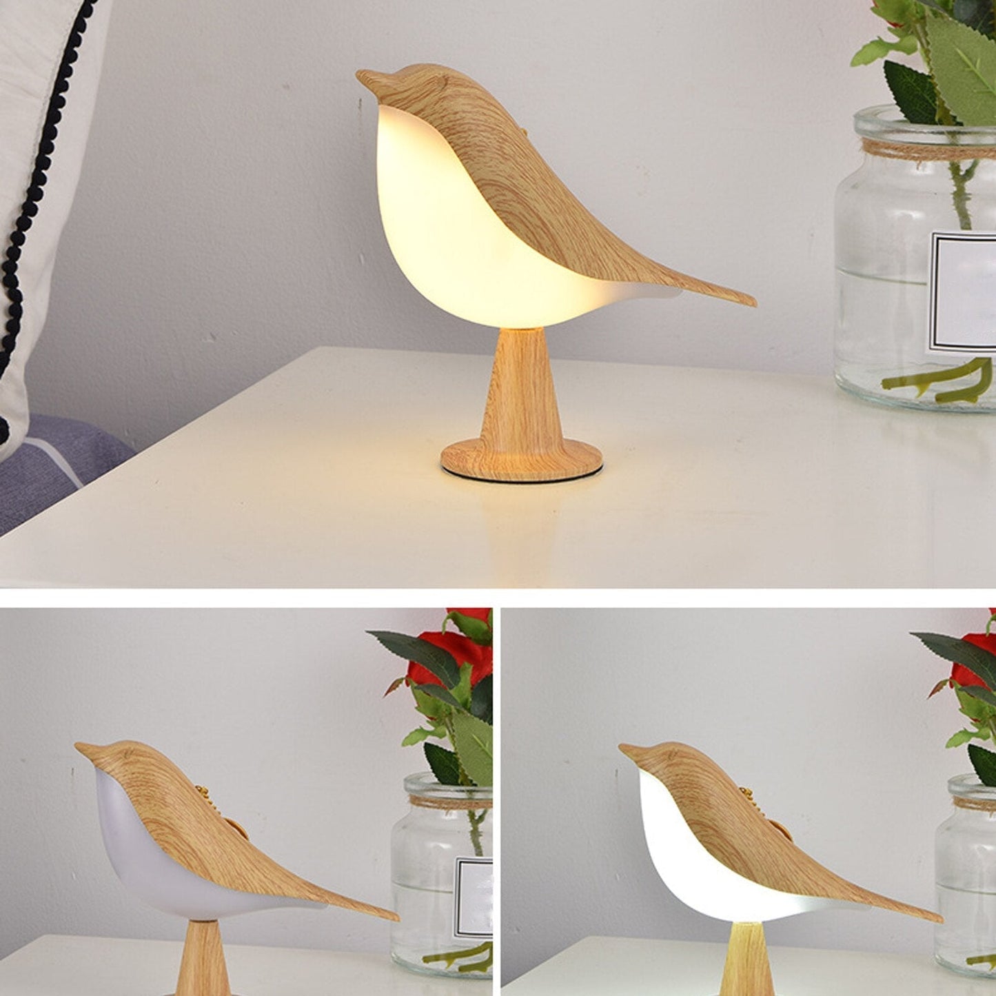 Luxiq - MissBird Bird Lamp Dimmable Touch Modern Wood For Home