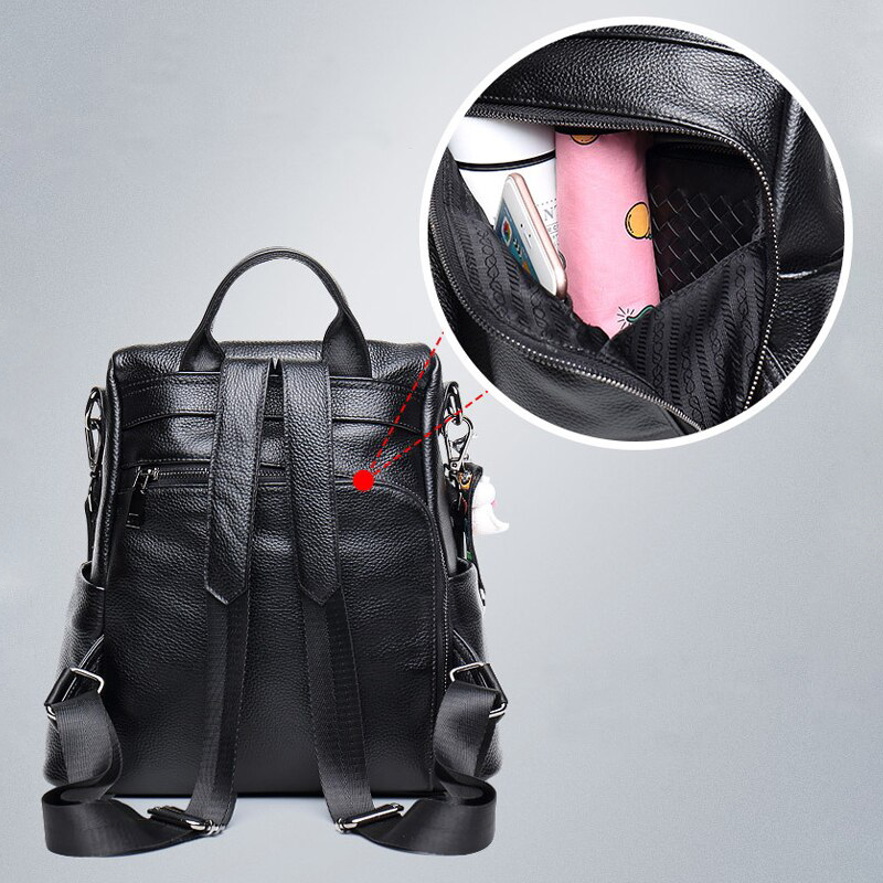 Harlow - Stylish Anti-theft Leather Backpack for Safe Travel