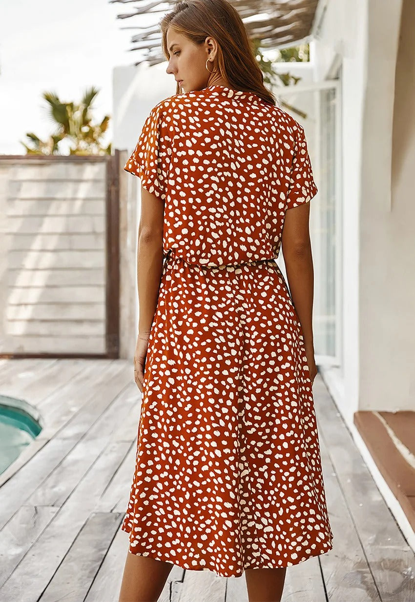 Milana - Stylish Midi Summer Dress with Breathable Print
