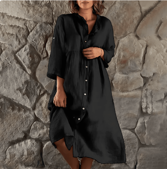 Alice - Stylish Button-Front Summer Dress for Effortless Comfort