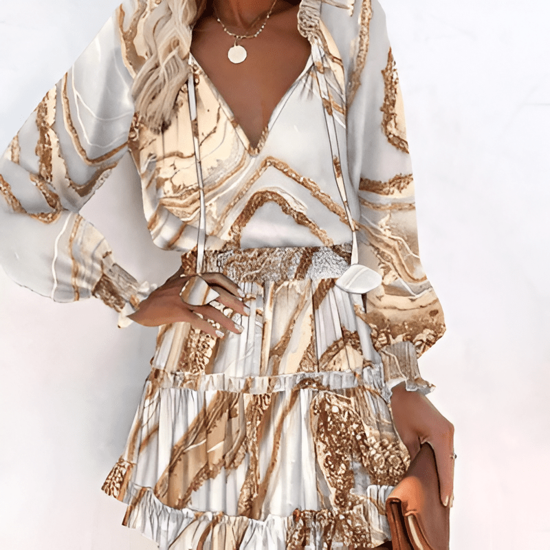 Saskia - Striking Chiffon Mini Dress with Vibrant Patterns