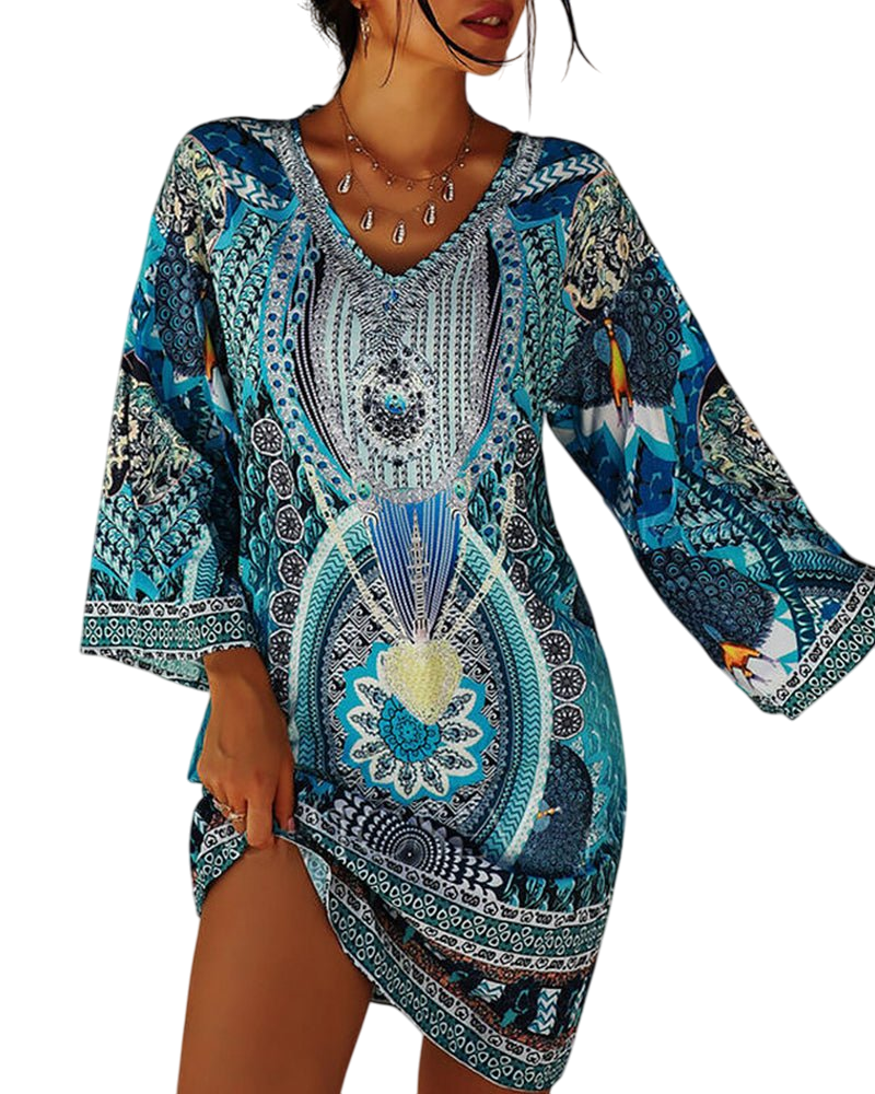 Ayla - Flowing Printed Boho Dress with Vibrant Design