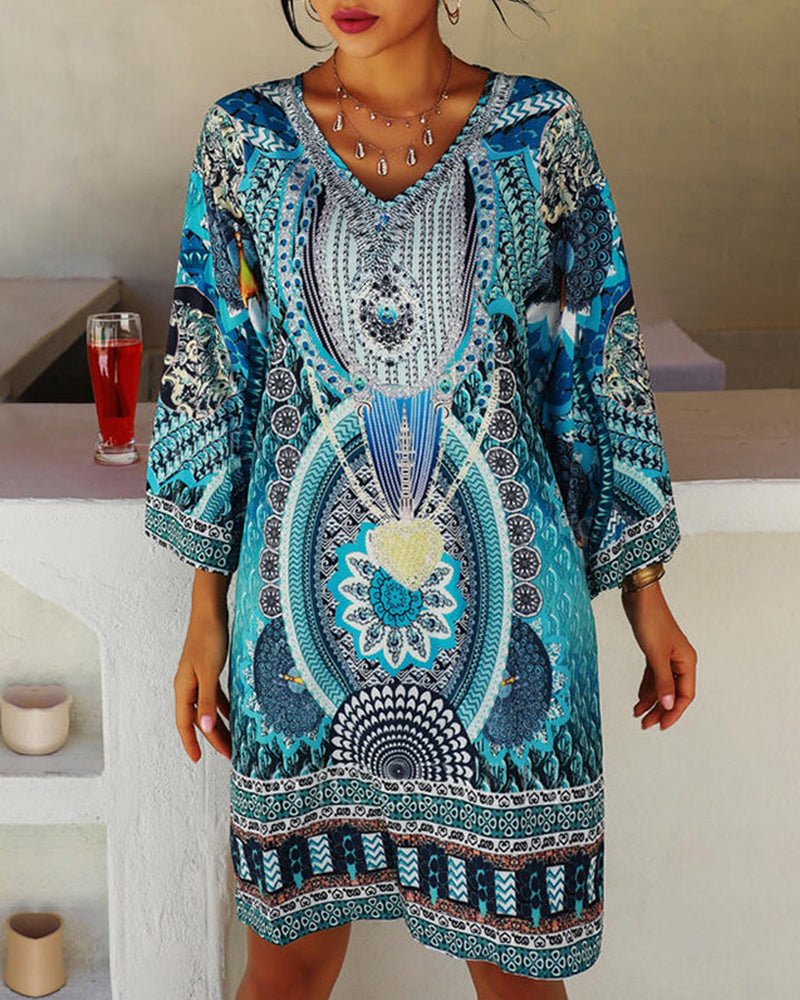 Ayla - Flowing Printed Boho Dress with Vibrant Design