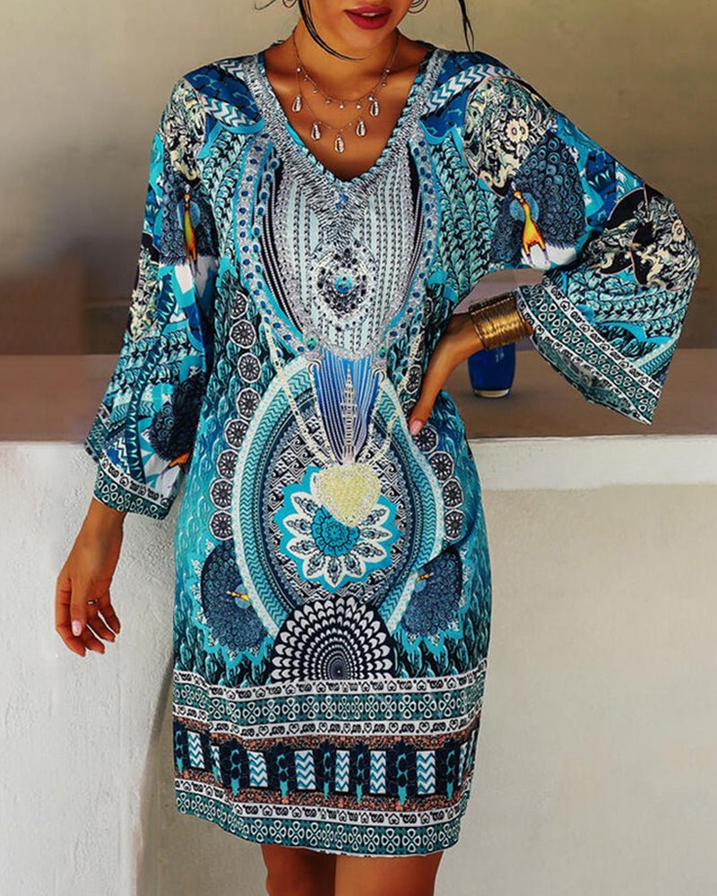 Ayla - Flowing Printed Boho Dress with Vibrant Design