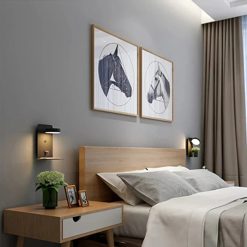 GlimmerRoot - Modern Wall Lamp with USB Charging Port and Soft Light
