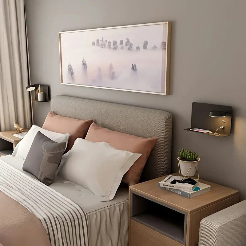 GlimmerRoot - Modern Wall Lamp with USB Charging Port and Soft Light