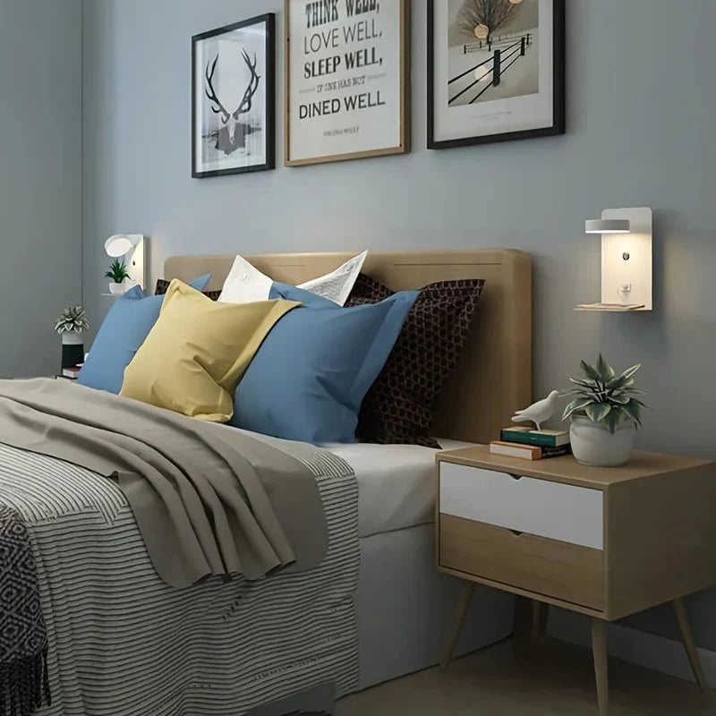 GlimmerRoot - Modern Wall Lamp with USB Charging Port and Soft Light