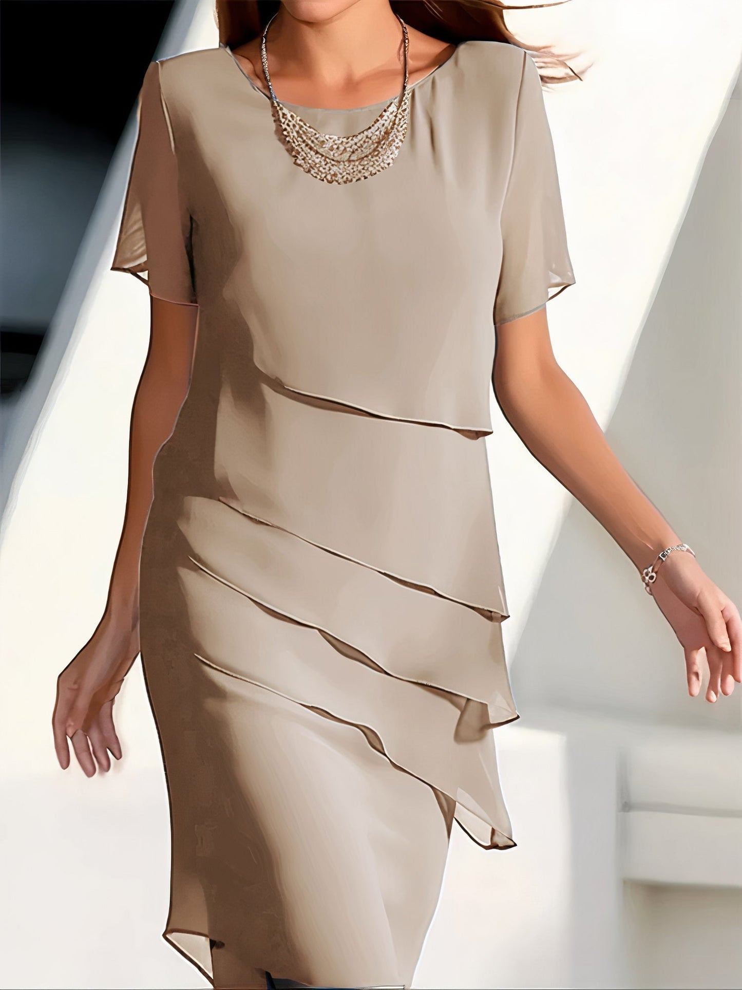 Hyacinth - Elegant Tiered Chiffon Dress for Sophisticated Looks