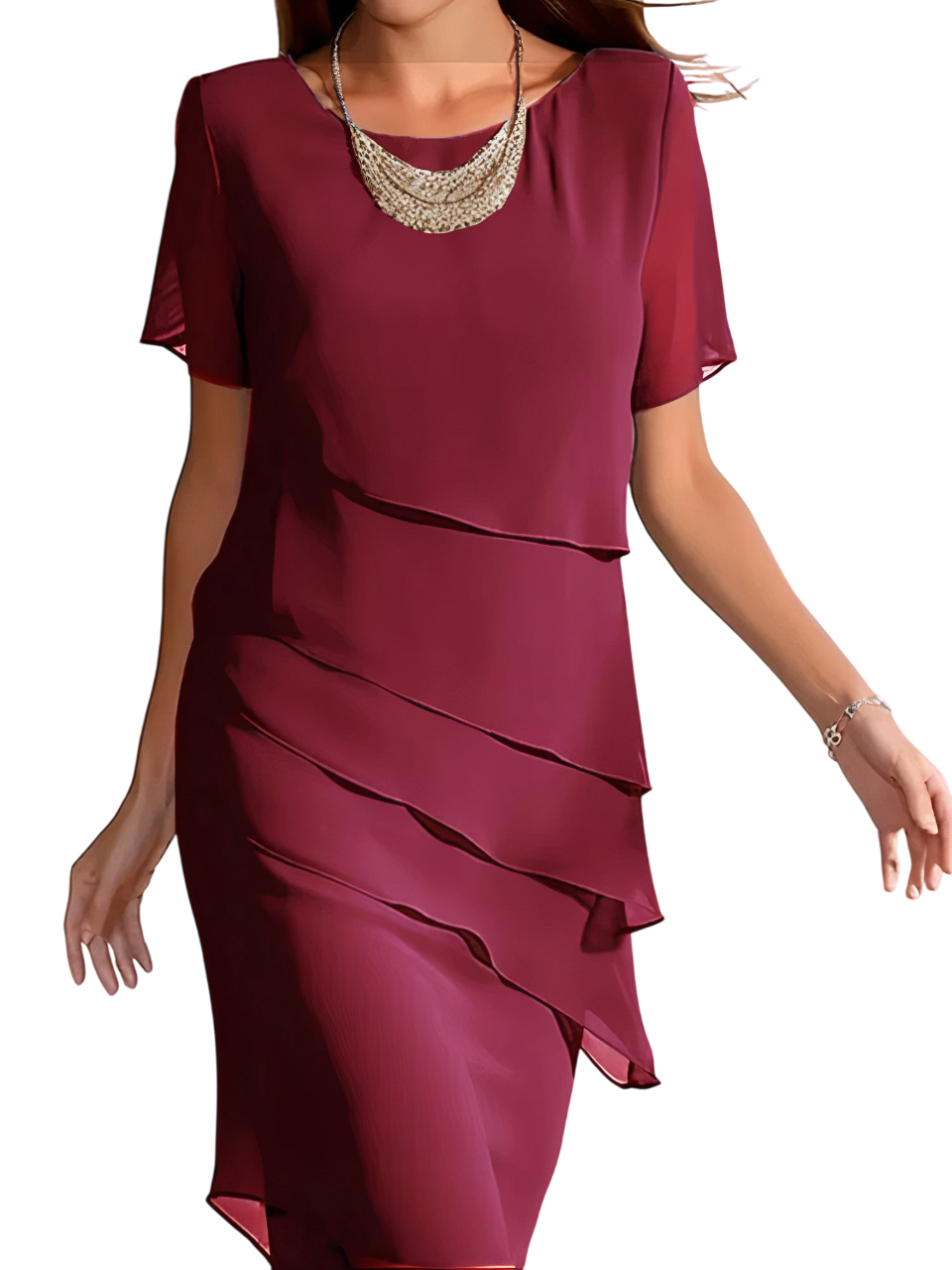 Hyacinth - Elegant Tiered Chiffon Dress for Sophisticated Looks