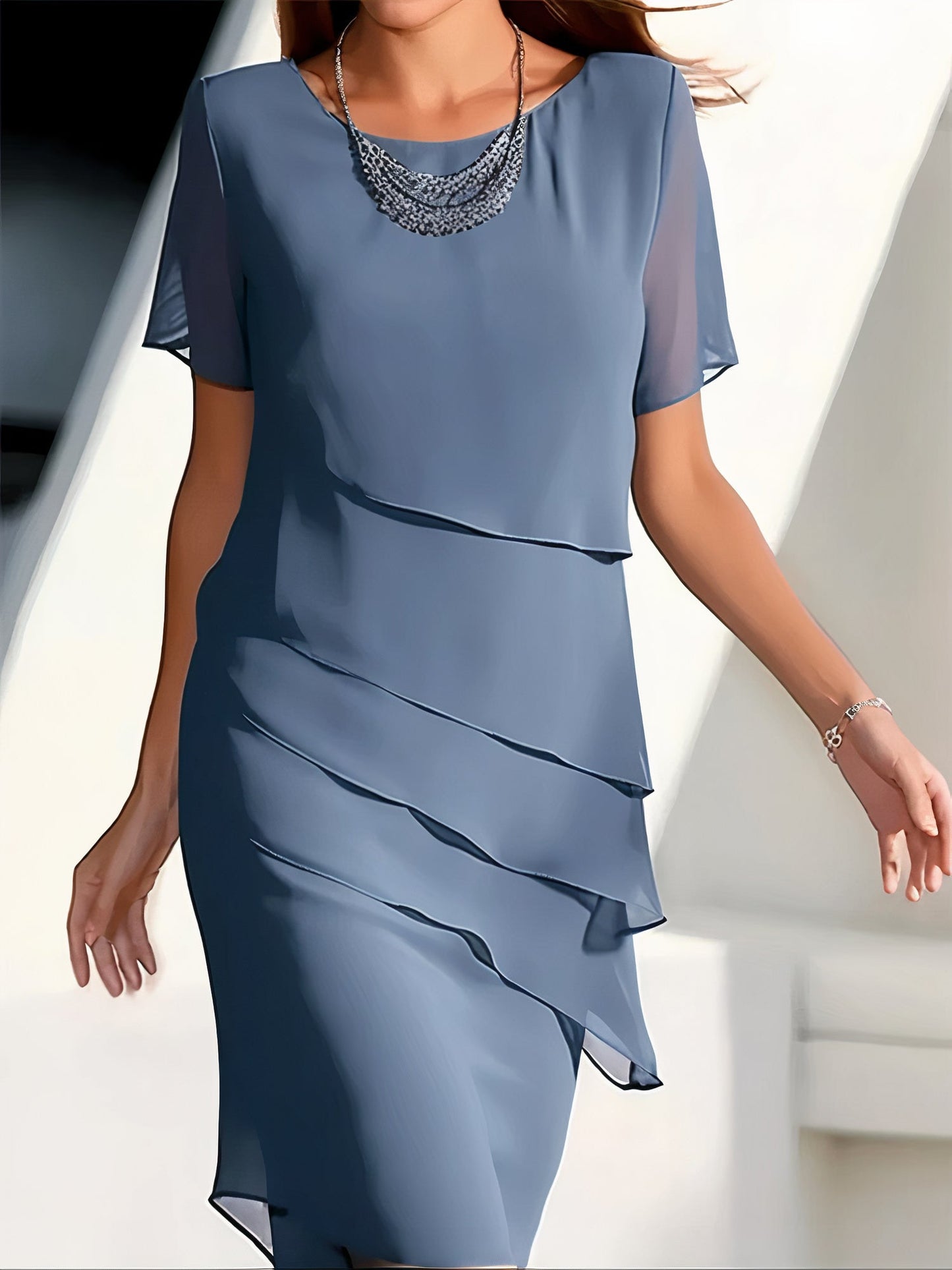 Hyacinth - Elegant Tiered Chiffon Dress for Sophisticated Looks