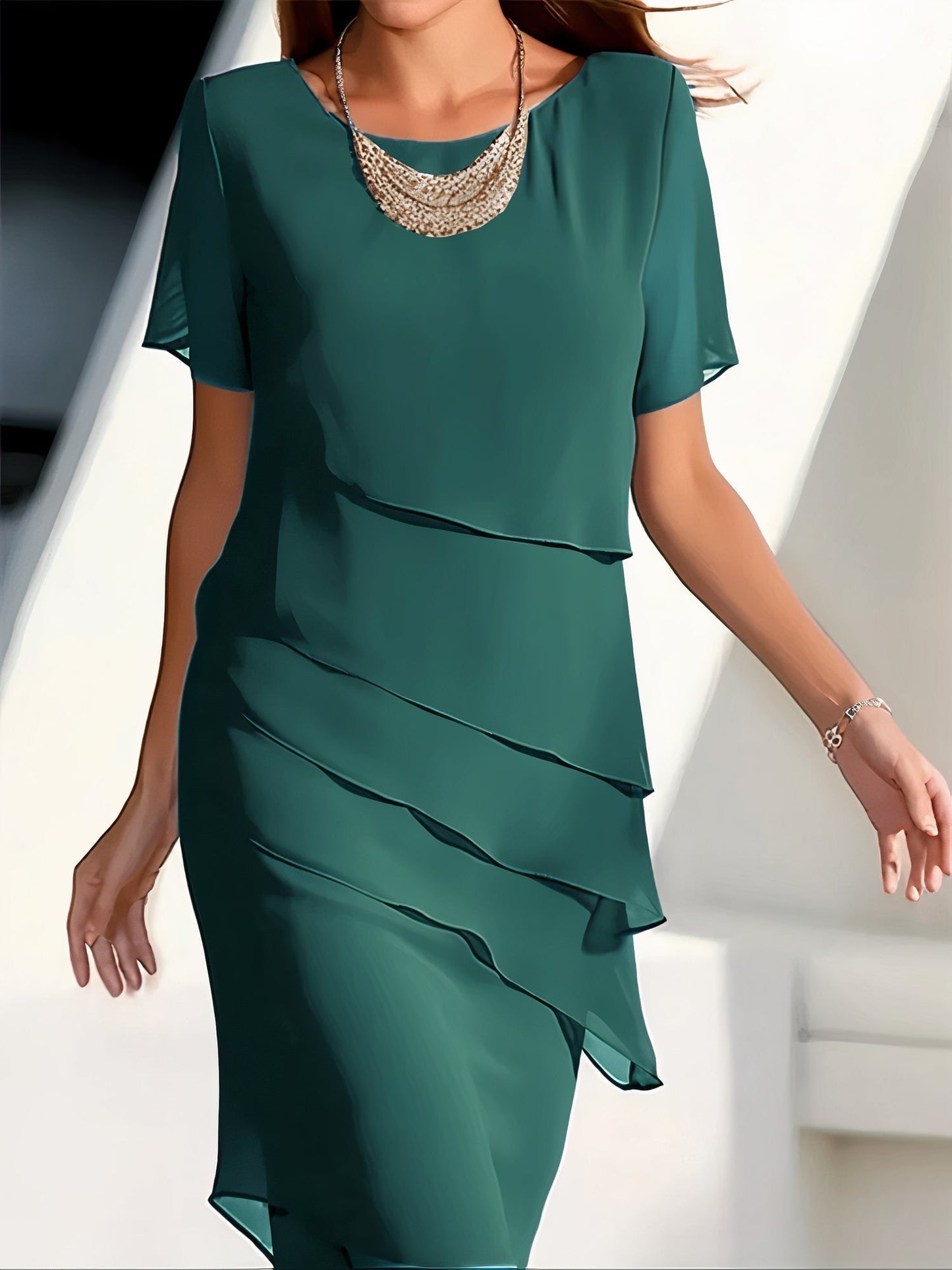 Hyacinth - Elegant Tiered Chiffon Dress for Sophisticated Looks