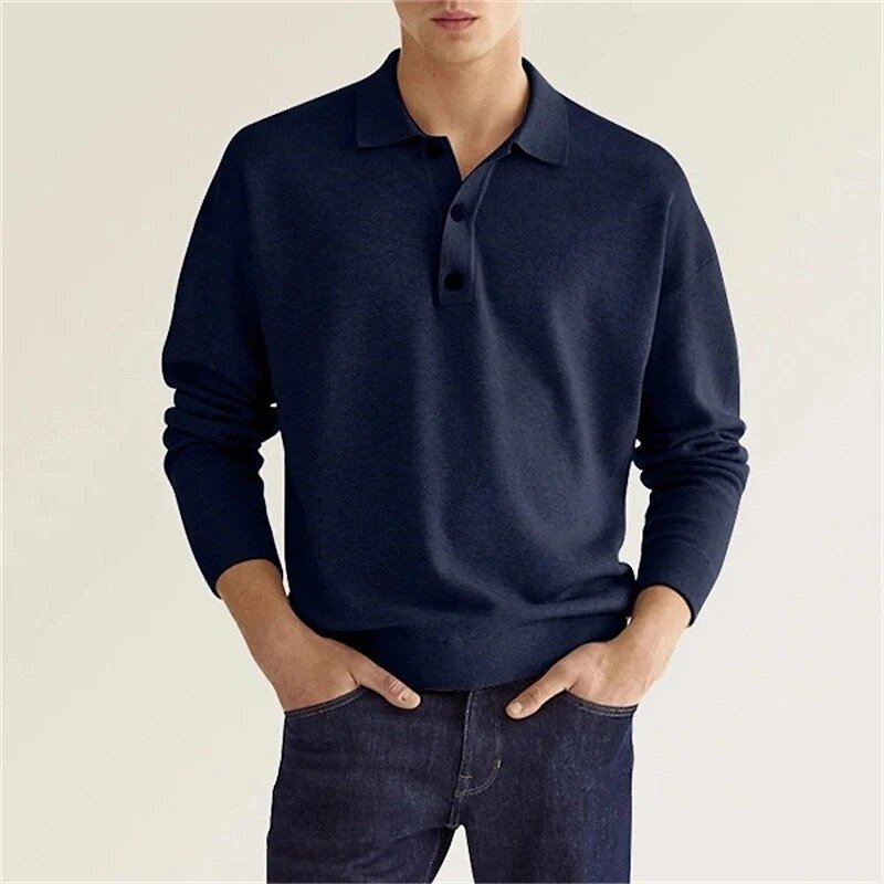 Zander - Stylish Long Sleeve Polo Shirt for Smart Casual Look