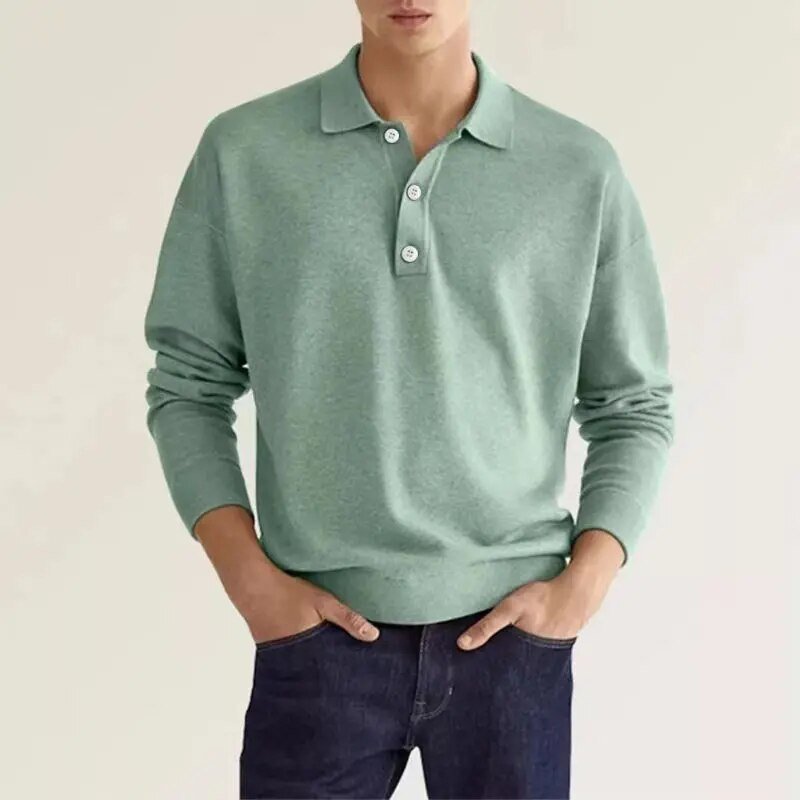 Zander - Stylish Long Sleeve Polo Shirt for Smart Casual Look