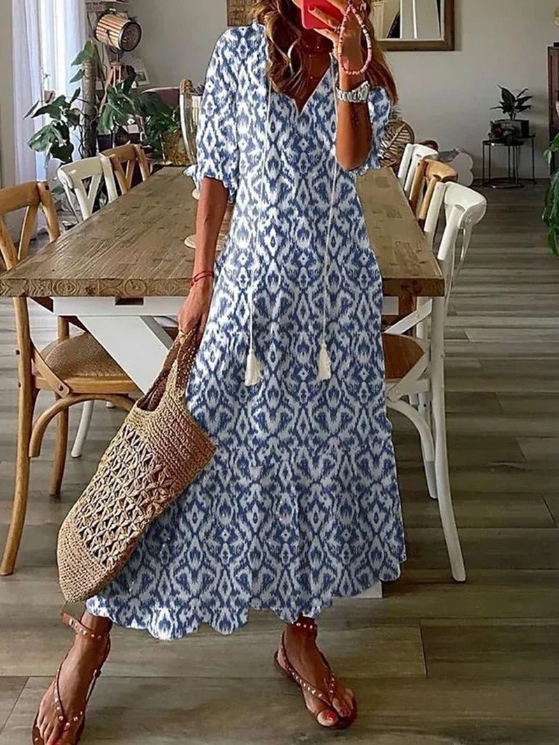 Golda - Floral Print Women's Maxi Dress for Summer Outings