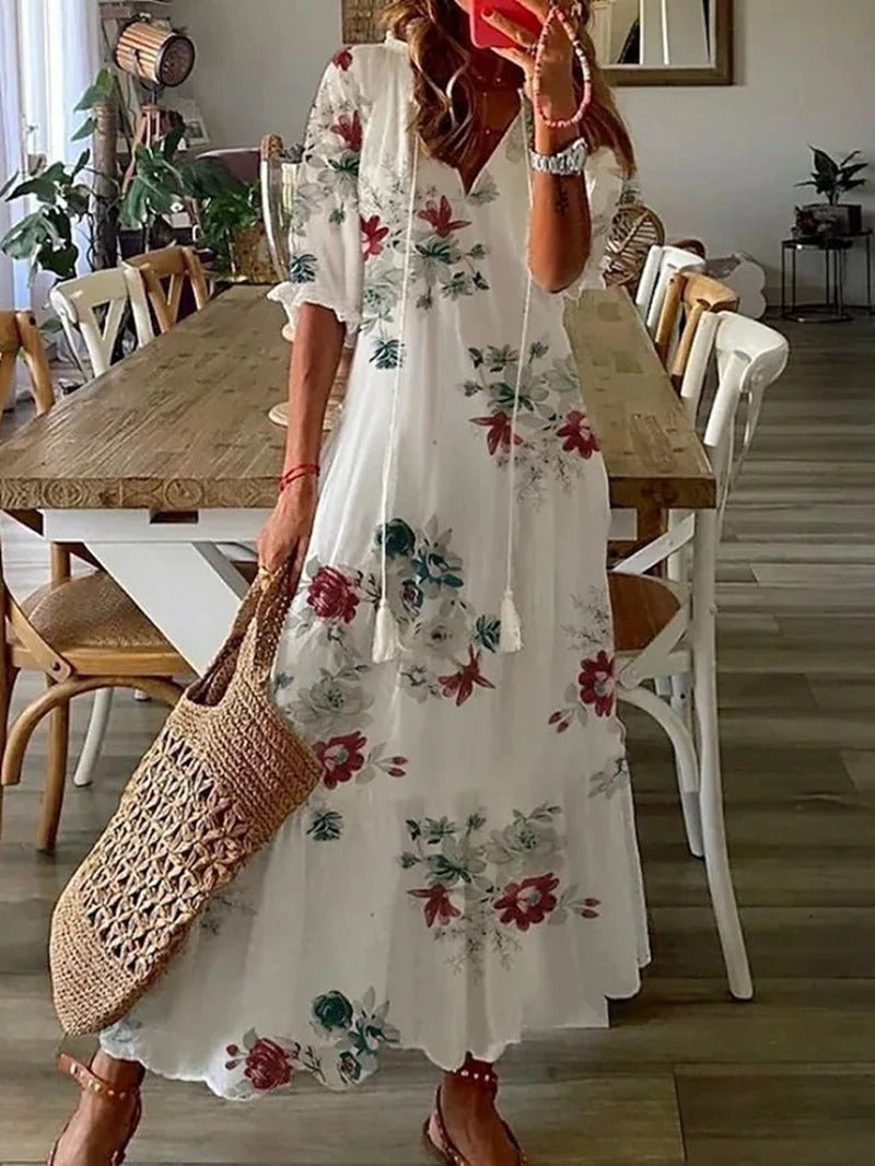 Golda - Floral Print Women's Maxi Dress for Summer Outings