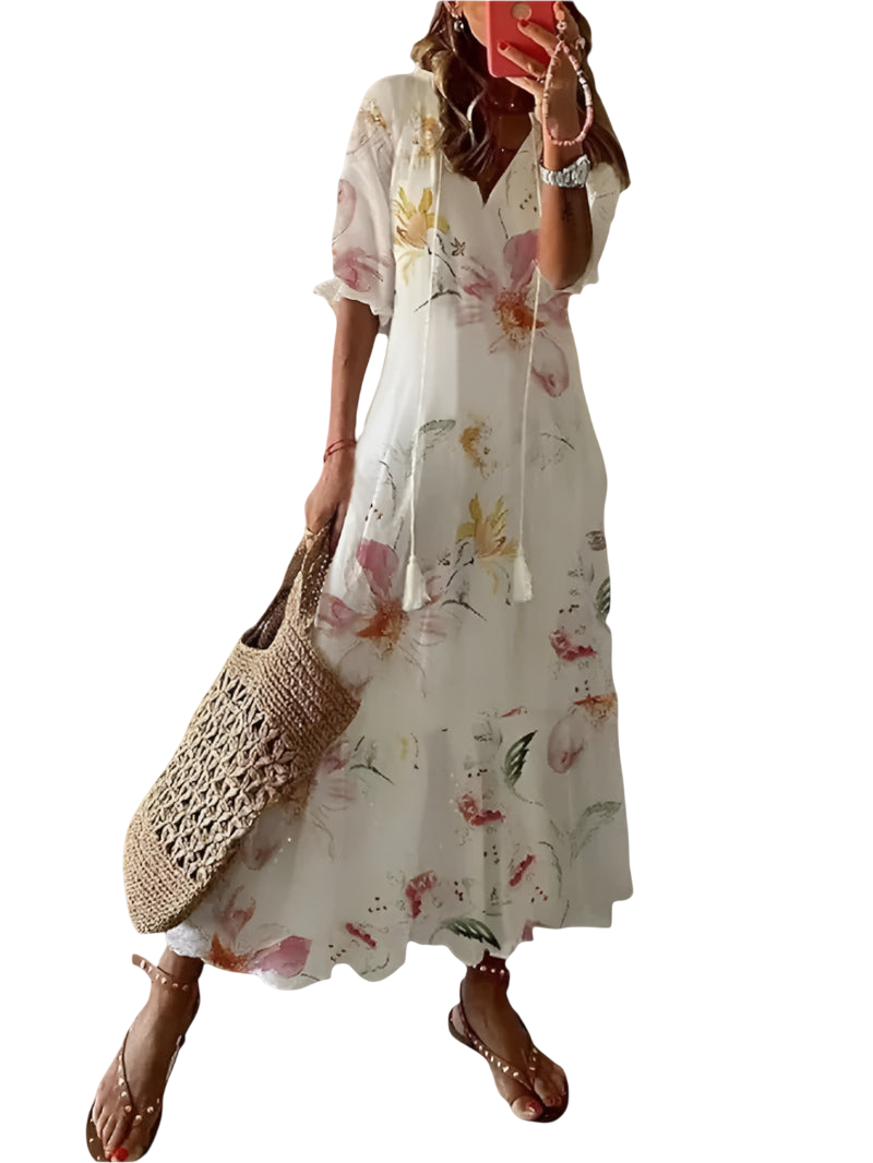 Golda - Floral Print Women's Maxi Dress for Summer Outings