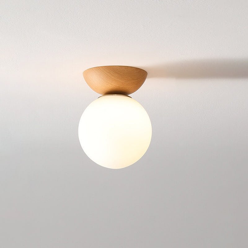 AuraCove - Minimalist Japanese Ceiling Light with Natural Wood Design