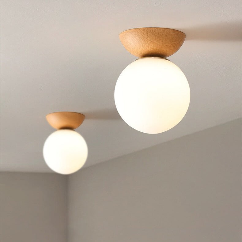 AuraCove - Minimalist Japanese Ceiling Light with Natural Wood Design