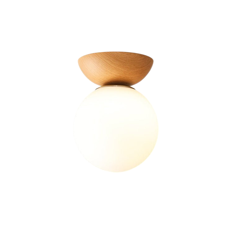 AuraCove - Minimalist Japanese Ceiling Light with Natural Wood Design