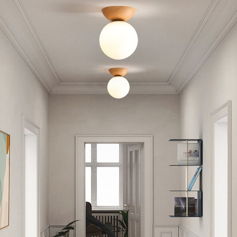 AuraCove - Minimalist Japanese Ceiling Light with Natural Wood Design