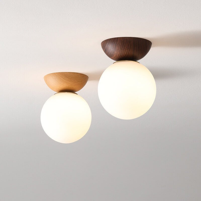 AuraCove - Minimalist Japanese Ceiling Light with Natural Wood Design