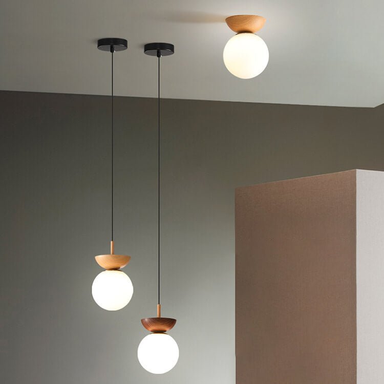 AuraCove - Minimalist Japanese Ceiling Light with Natural Wood Design