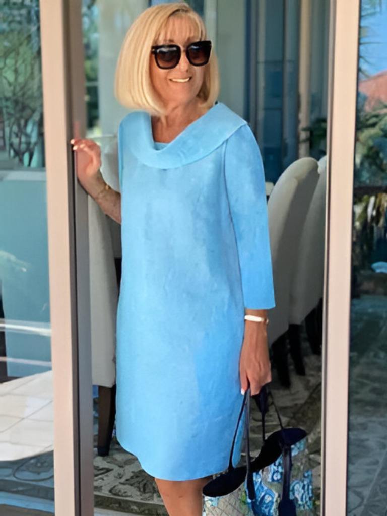 Marcia - Elegant Women's Dress with Folded Neckline and Flattering Silhouette