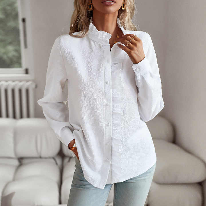 Frances - Long-Sleeved Ruffle Blouse for Elegant and Comfortable Style