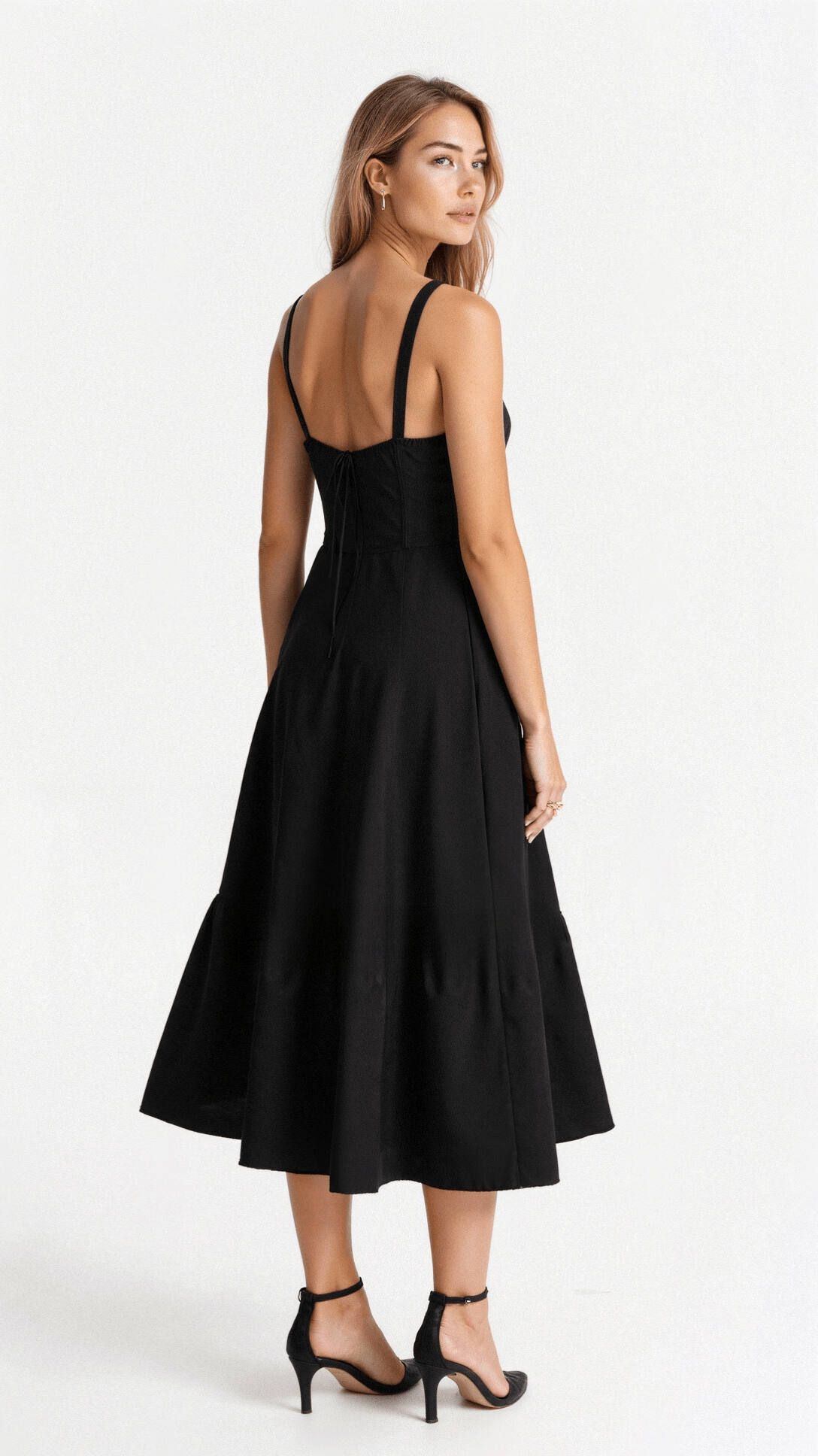 Vanessa - Elegant Corset Midi Dress with Flowing Skirt