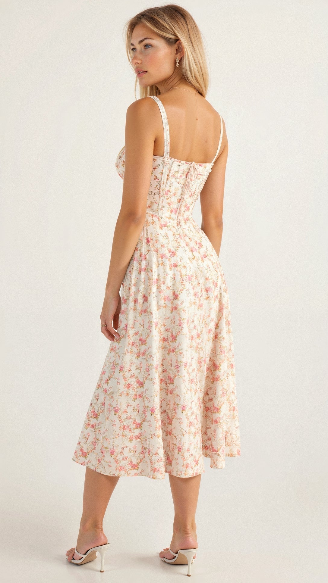 Vanessa - Elegant Corset Midi Dress with Flowing Skirt