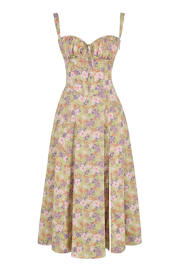 Vanessa - Elegant Corset Midi Dress with Flowing Skirt
