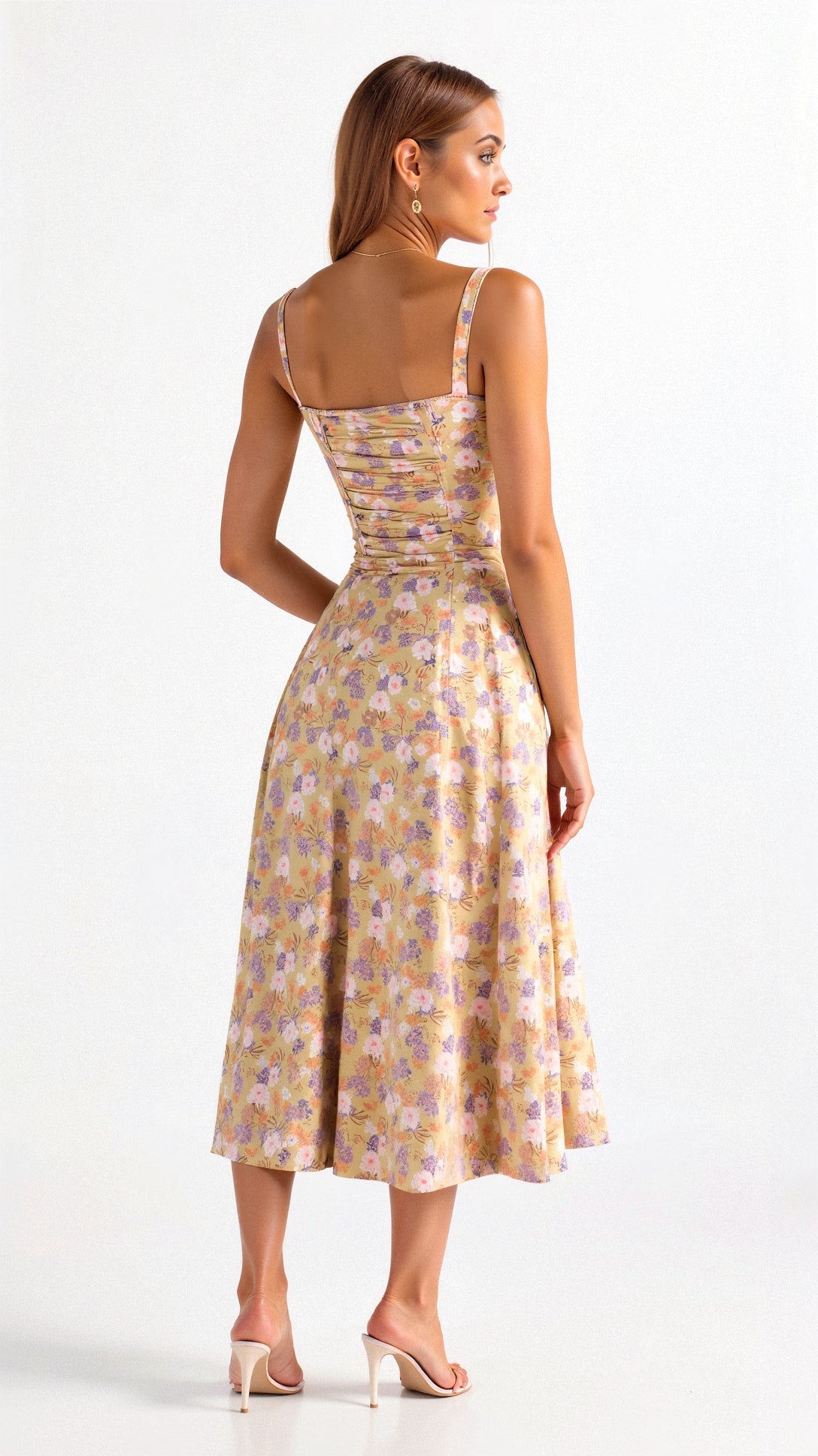 Vanessa - Elegant Corset Midi Dress with Flowing Skirt