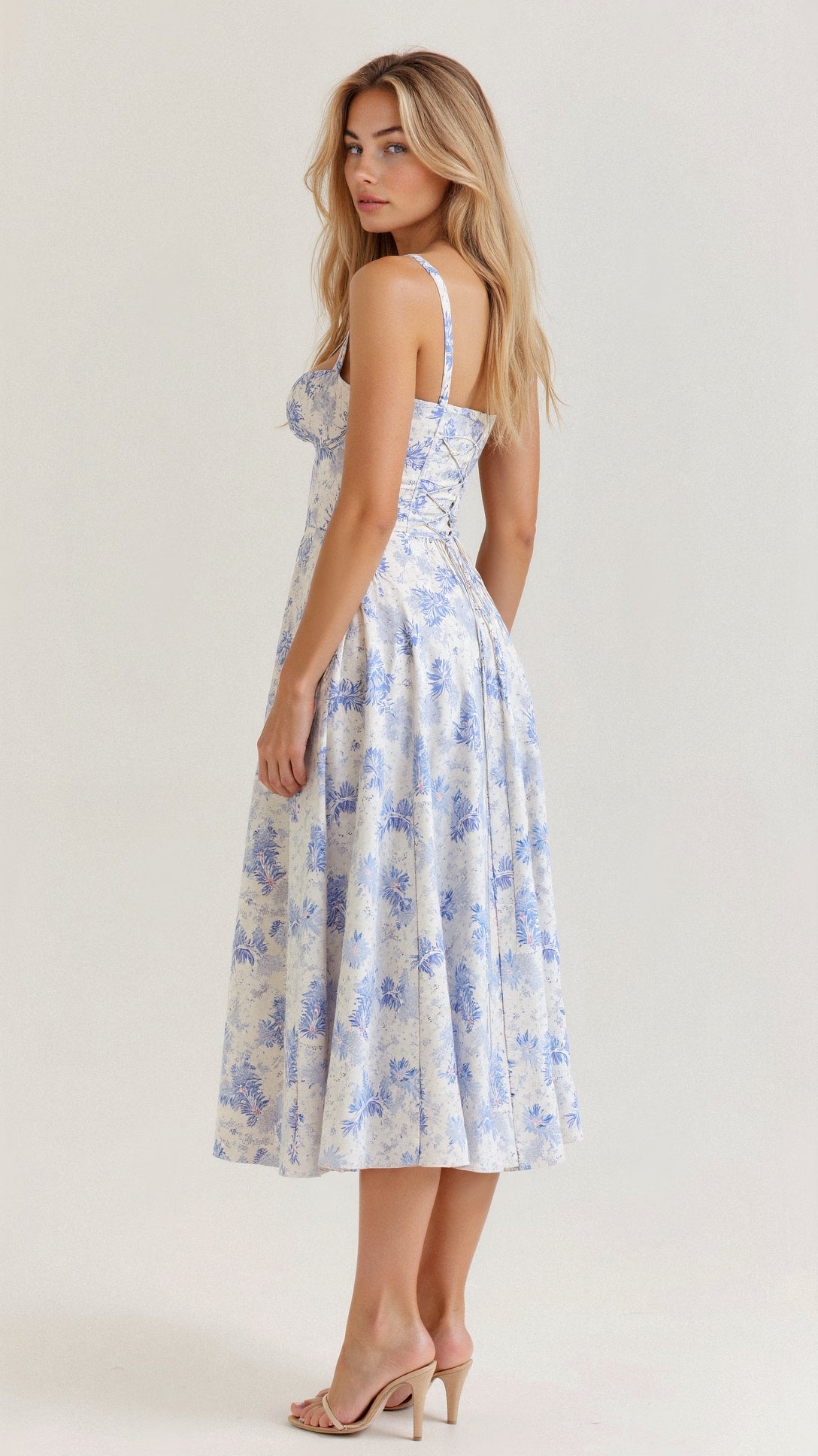 Vanessa - Elegant Corset Midi Dress with Flowing Skirt