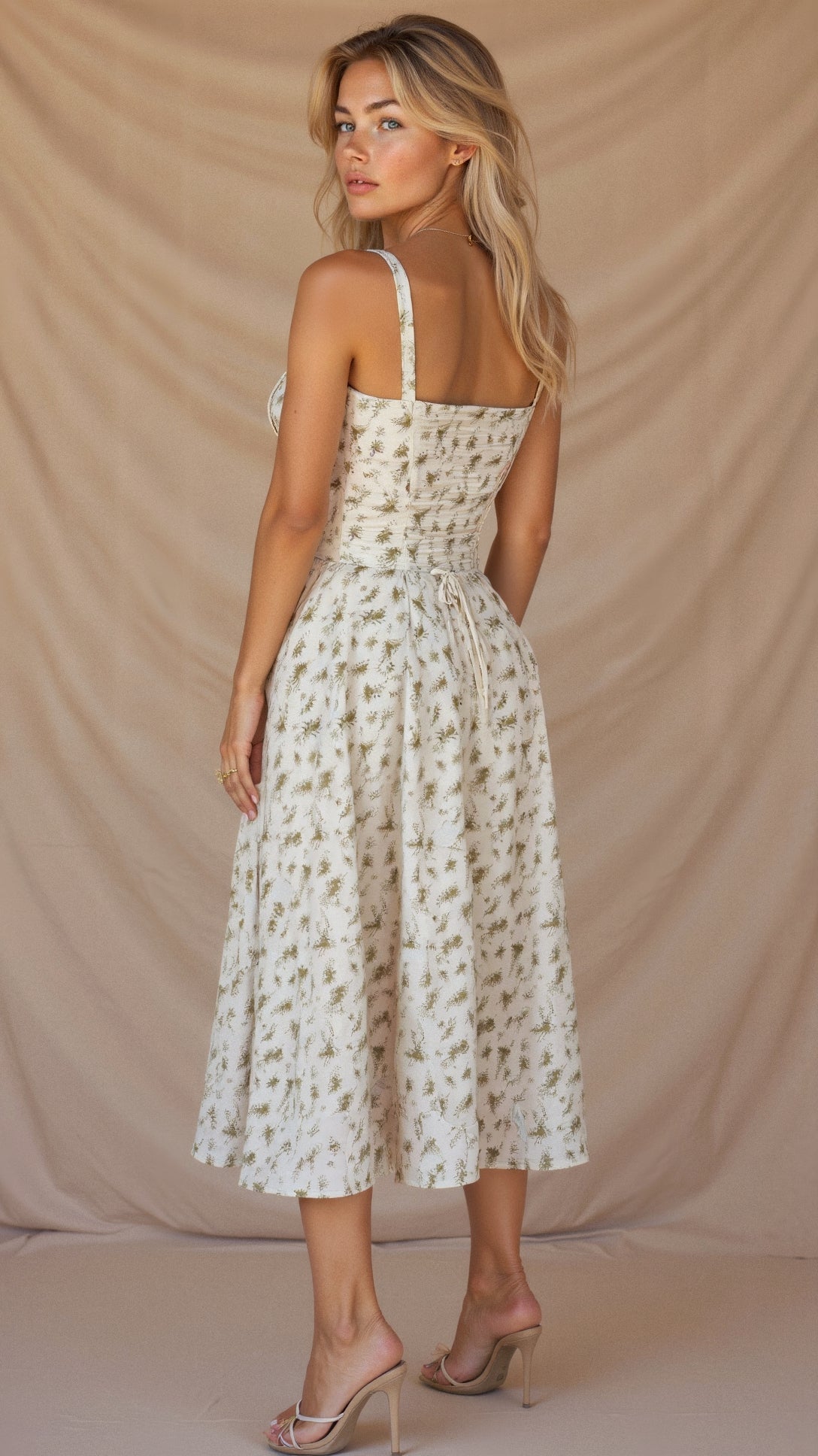 Vanessa - Elegant Corset Midi Dress with Flowing Skirt