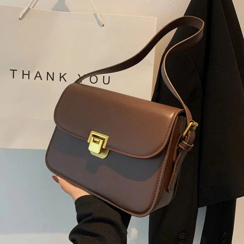 Roberta - Elegant Square Leather Shoulder Bag with Adjustable Strap